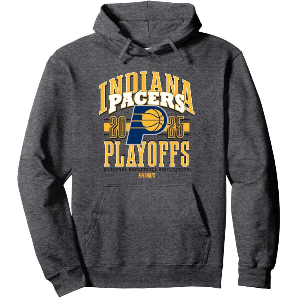 imageNBA Official Indiana Pacers Playoffs 2025 Showtime Pullover HoodieDark Heather Grey
