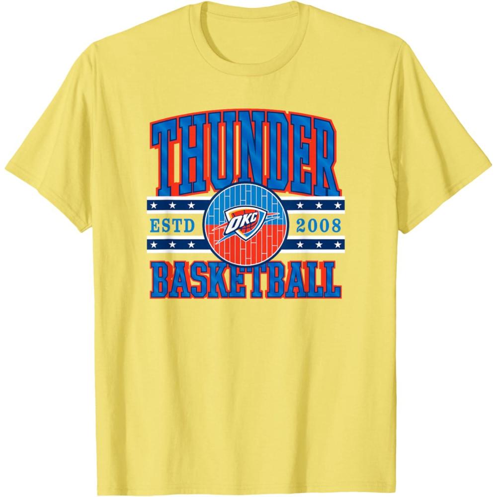 imageOklahoma City Thunder TShirt UnisexAdults Black Small Short Sleeve Classic Fit NBA Team TShirtLemon Yellow