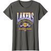 LOS ANGELES LAKERS Homecourt Advantage T-Shirt – Black, Unisex-Adults/Kids, Short Sleeve, Crew Neck, Polyester, NBA Team Logo, Small(Asphalt Grey)