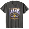 LOS ANGELES LAKERS Homecourt Advantage T-Shirt – Black, Unisex-Adults/Kids, Short Sleeve, Crew Neck, Polyester, NBA Team Logo, Small(Asphalt Grey)