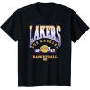 LOS ANGELES LAKERS Homecourt Advantage T-Shirt – Black, Unisex-Adults/Kids, Short Sleeve, Crew Neck, Polyester, NBA Team Logo, Small(Black)