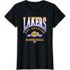 LOS ANGELES LAKERS Homecourt Advantage T-Shirt – Black, Unisex-Adults/Kids, Short Sleeve, Crew Neck, Polyester, NBA Team Logo, Small(Black)