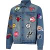 Ultra Game Men’s NBA Official Distressed Multi-Team Denim Patch Jean Jacket(Denim)