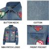 Ultra Game Men’s NBA Official Distressed Multi-Team Denim Patch Jean Jacket(Denim)