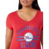 Ultra Game Women’s NBA Official V-Neck Rhinestone Short Sleeve Tee Shirt(Team Color)