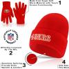 Ultra Game Youth NFL Official 2 Pack Super Soft Winter Beanie Knit Hats with Warm Touch Screen Gloves – Boys & Girls(Team Color)