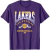 LOS ANGELES LAKERS Homecourt Advantage T-Shirt – Black, Unisex-Adults/Kids, Short Sleeve, Crew Neck, Polyester, NBA Team Logo, Small(Purple)