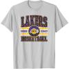 LOS ANGELES LAKERS NBA Los Angeles Lakers Courtside Grey Classic Fit Crew Neck T-Shirt(Silver Grey)