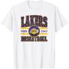 LOS ANGELES LAKERS NBA Los Angeles Lakers Courtside Grey Classic Fit Crew Neck T-Shirt(White)