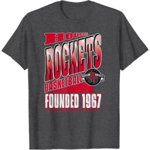 Houston Rockets NBA Breakaway T-Shirt – Men’s Black Small Classic Fit Short Sleeve Crew Neck T-Shirt(Dark Heather Grey)