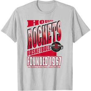 Houston Rockets NBA Breakaway T-Shirt – Men’s Black Small Classic Fit Short Sleeve Crew Neck T-Shirt(Silver Grey)