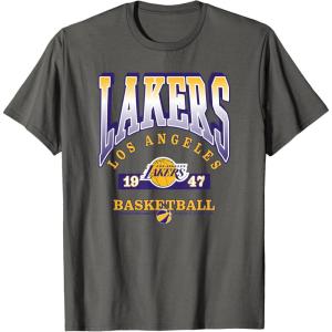 LOS ANGELES LAKERS Homecourt Advantage T-Shirt – Black, Unisex-Adults/Kids, Short Sleeve, Crew Neck, Polyester, NBA Team Logo, Small(Asphalt Grey)