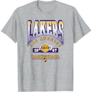 LOS ANGELES LAKERS Homecourt Advantage T-Shirt – Black, Unisex-Adults/Kids, Short Sleeve, Crew Neck, Polyester, NBA Team Logo, Small(Heather Grey)