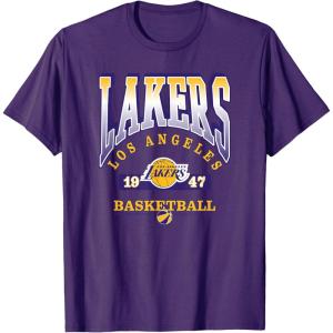 LOS ANGELES LAKERS Homecourt Advantage T-Shirt – Black, Unisex-Adults/Kids, Short Sleeve, Crew Neck, Polyester, NBA Team Logo, Small(Purple)