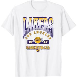 LOS ANGELES LAKERS Homecourt Advantage T-Shirt – Black, Unisex-Adults/Kids, Short Sleeve, Crew Neck, Polyester, NBA Team Logo, Small(White)