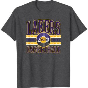LOS ANGELES LAKERS NBA Los Angeles Lakers Courtside Grey Classic Fit Crew Neck T-Shirt(Dark Heather Grey)