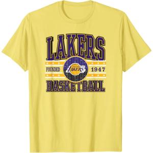 LOS ANGELES LAKERS NBA Los Angeles Lakers Courtside Grey Classic Fit Crew Neck T-Shirt(Lemon Yellow)