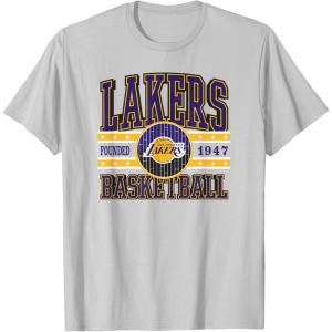 LOS ANGELES LAKERS NBA Los Angeles Lakers Courtside Grey Classic Fit Crew Neck T-Shirt(Silver Grey)