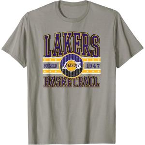 LOS ANGELES LAKERS NBA Los Angeles Lakers Courtside Grey Classic Fit Crew Neck T-Shirt(Slate Grey)