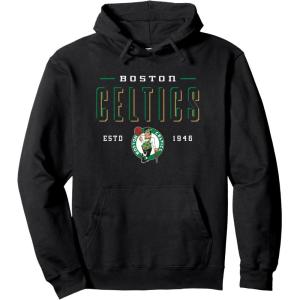NBA Official Boston Celtics Half Moon Pullover Hoodie(Black)
