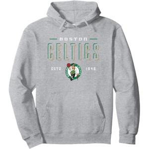 NBA Official Boston Celtics Half Moon Pullover Hoodie(Heather Grey)