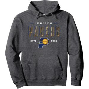 NBA Official Indiana Pacers Half Moon Pullover Hoodie(Dark Heather Grey)