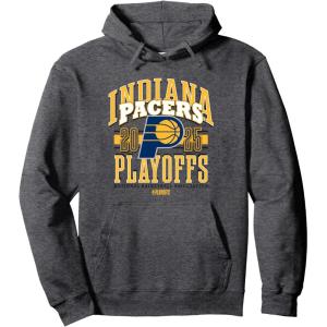 NBA Official Indiana Pacers Playoffs 2025 Showtime Pullover Hoodie(Dark Heather Grey)