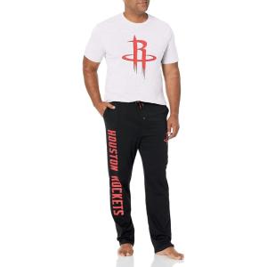 Ultra Game Men’s NBA Official 2-Piece Super Soft Tee Shirt & Lounge Pants Set(Houston Rockets)