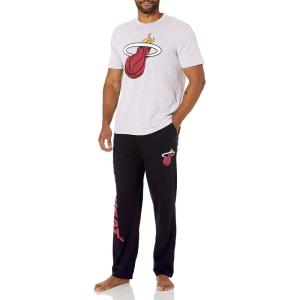 Ultra Game Men’s NBA Official 2-Piece Super Soft Tee Shirt & Lounge Pants Set(Miami Heat)
