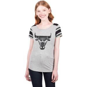 Ultra Game NBA Womens T-Shirt Box Out Varsity Stripe Tee Shirt, Gray(Gray)