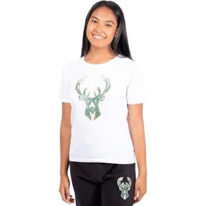 Ultra Game Women’s NBA Official Soft Vintage Distressed Graphics T-Shirt(Milwaukee Bucks)