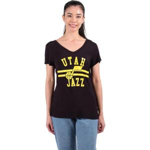 Ultra Game Women’s NBA Official V-Neck Rhinestone Short Sleeve Tee Shirt(Team Color 2)