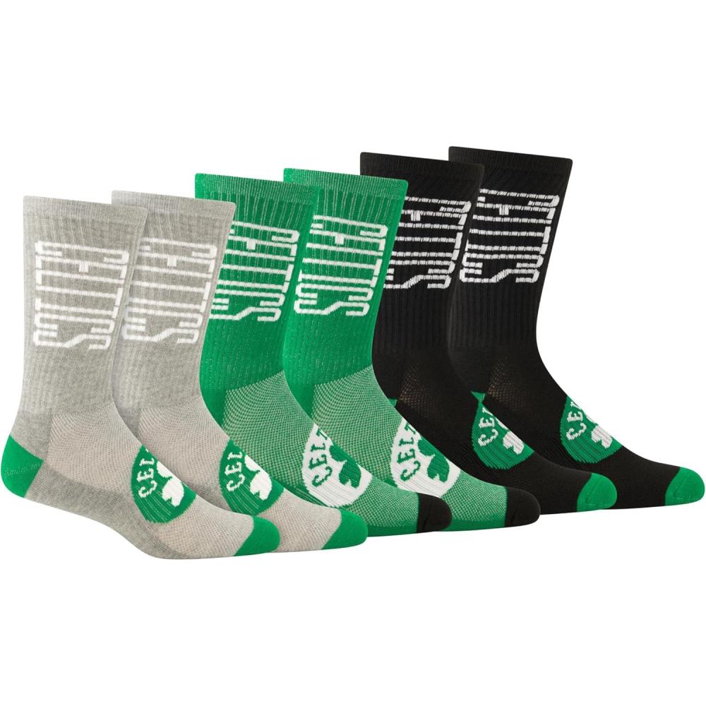 imageUltra Game Mens NBA Official Athletic Cushioned Vertical Attack Team Crew Socks3 PackTeam Color