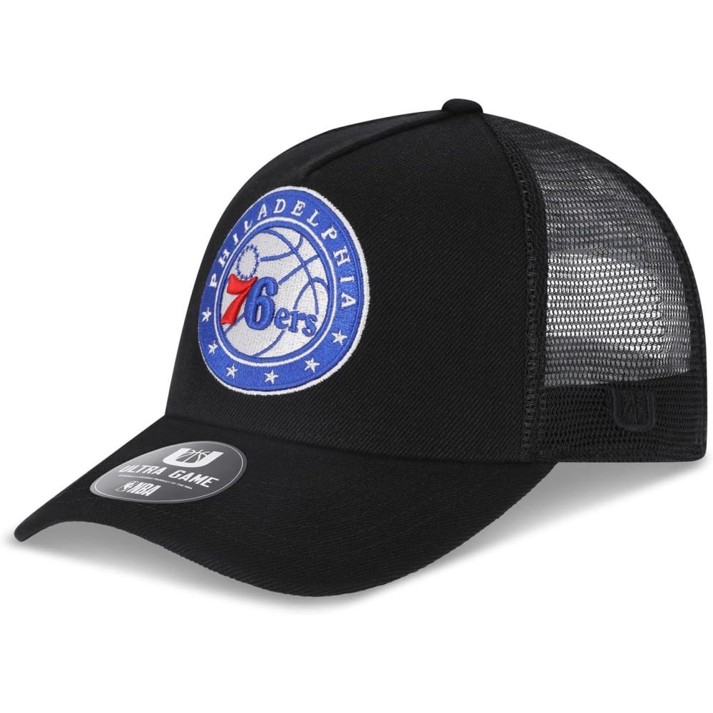 imageUltra Game Mens NBA Official Snap Back All Around The World Trucker Baseball Cap HatBlack