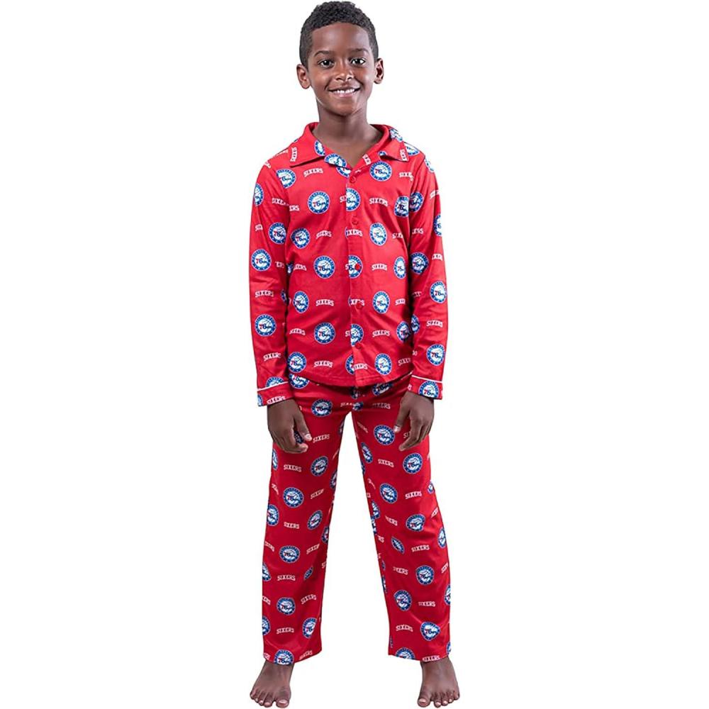 imageUltra Game Youth NBA Official 2Piece Super Soft Button Down Pajamas SetBoys Sizes
