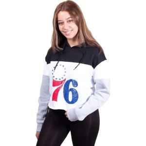 Ultra Game NBA womens Soft Fleece Crop Top Pullover Hoodie Womens(Black)