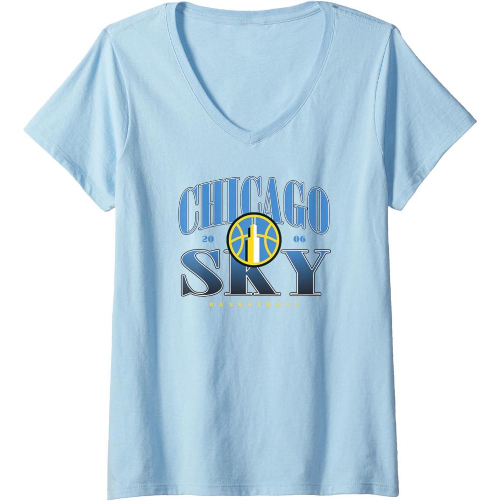 imageWomens WNBA Chicago Sky Courtside VNeck TShirtBaby Blue