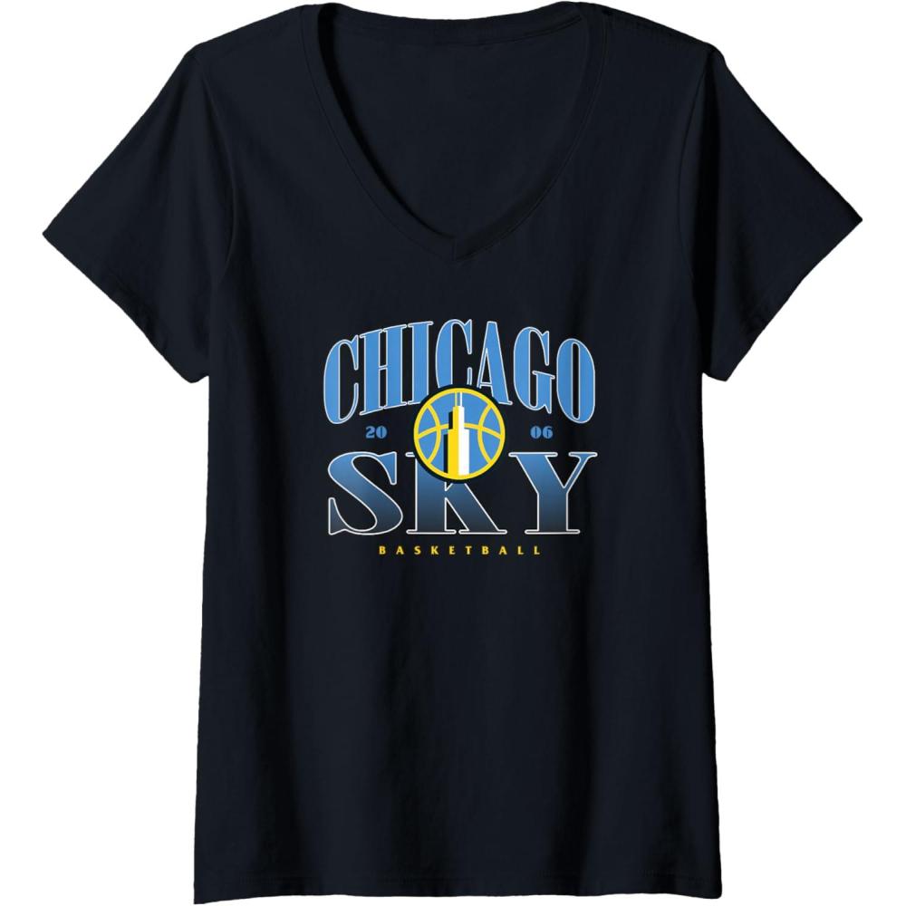 imageWomens WNBA Chicago Sky Courtside VNeck TShirtBlack