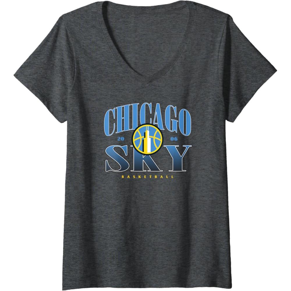imageWomens WNBA Chicago Sky Courtside VNeck TShirtDark Heather Grey