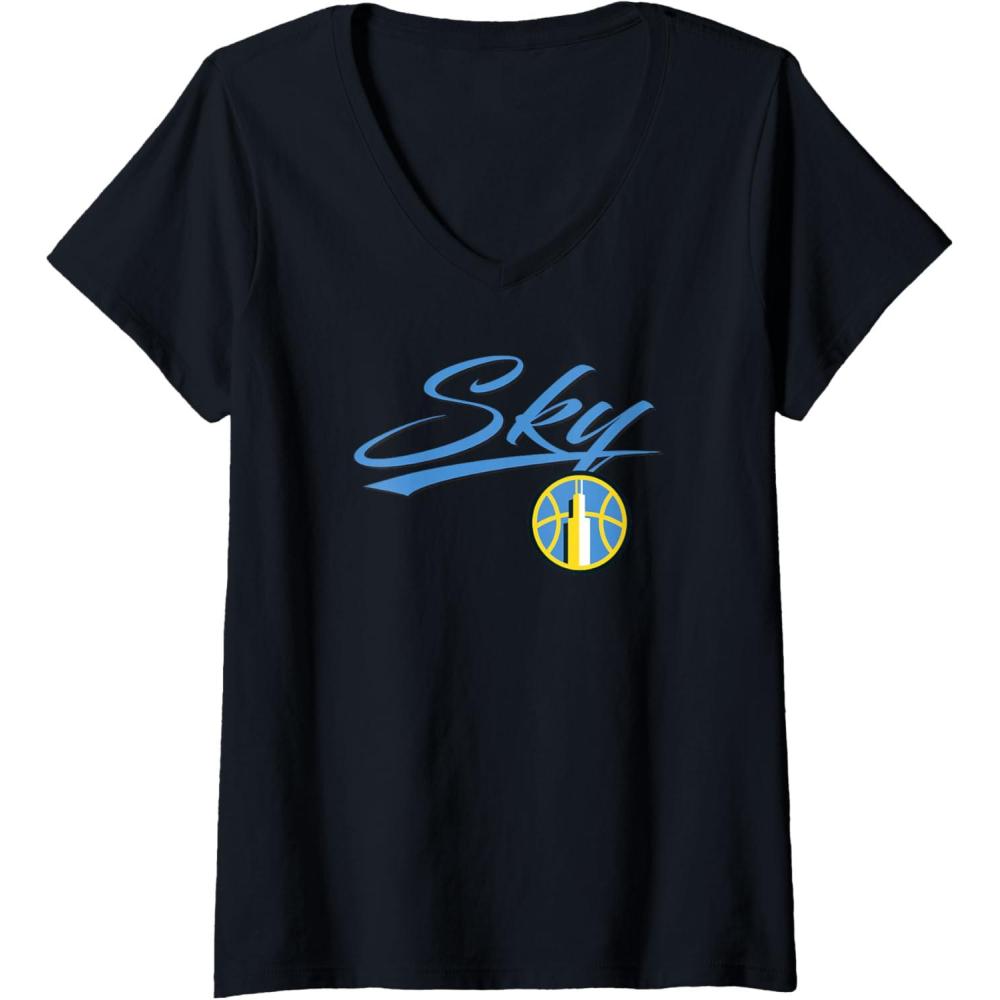 imageWomens WNBA Chicago Sky Officially Licensed VNeck TShirtBlack