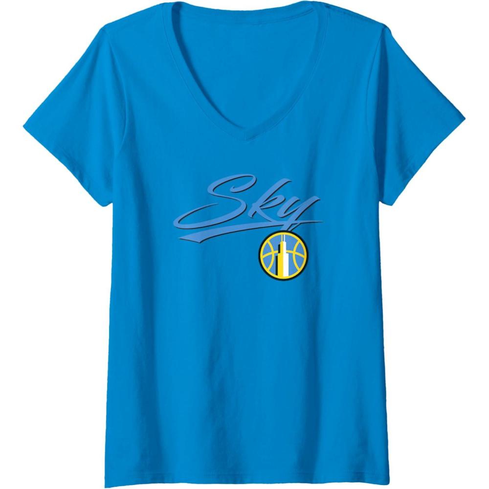 imageWomens WNBA Chicago Sky Officially Licensed VNeck TShirtSapphire Blue