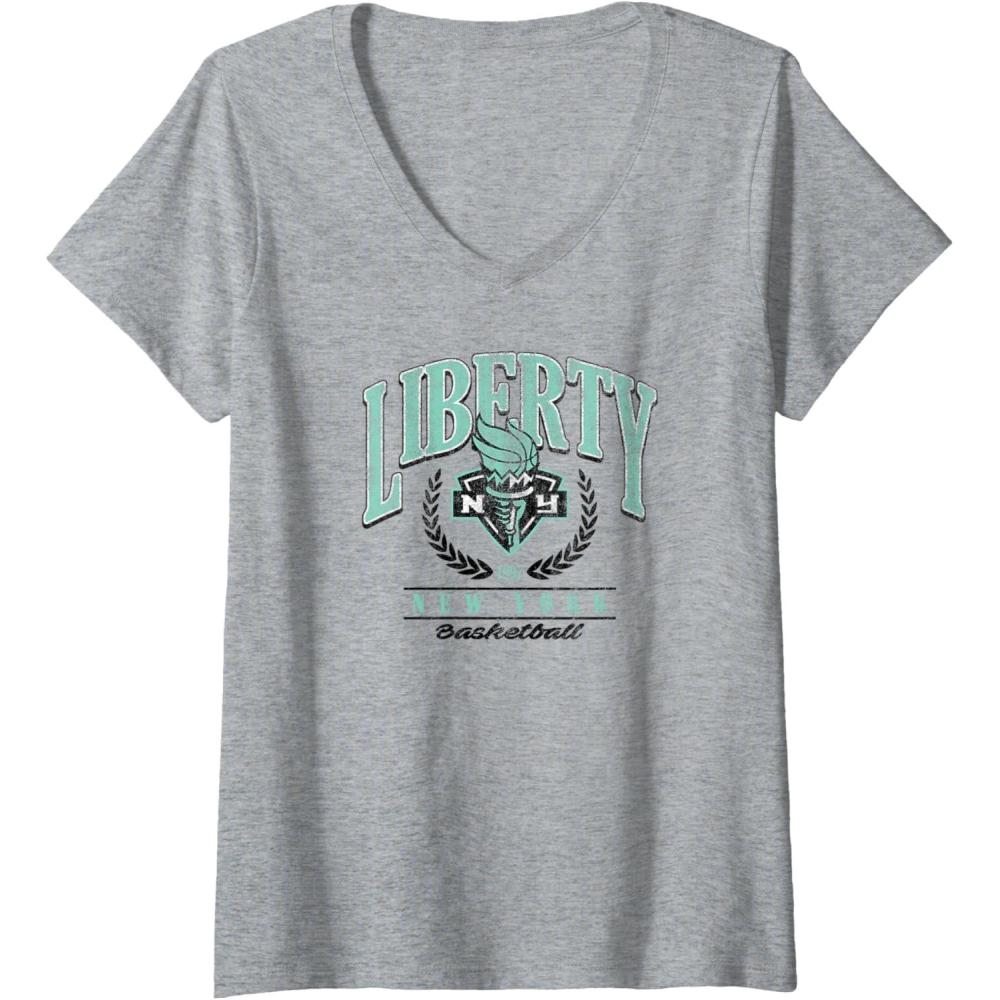 imageWomens WNBA New York Liberty Top Class Out Of Bounds VNeck TShirtHeather Grey