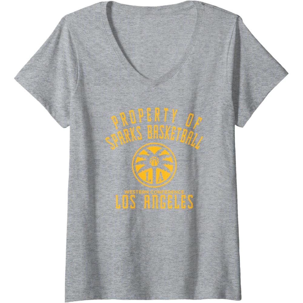 imageWomens WNBA Property Of Los Angeles Sparks Licensed VNeck TShirtHeather Grey