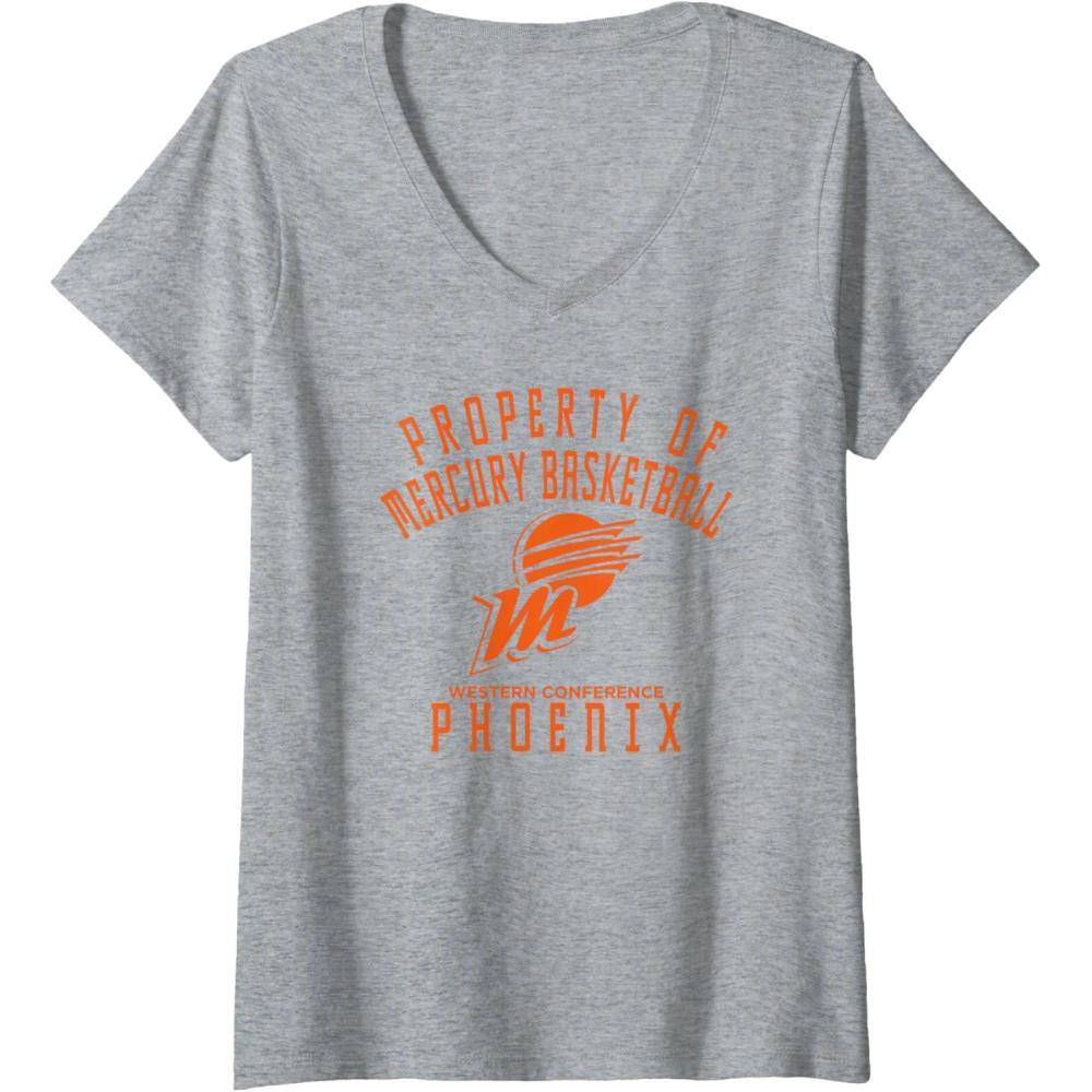 imageWomens WNBA Property Of Phoenix Mercury Licensed VNeck TShirtHeather Grey