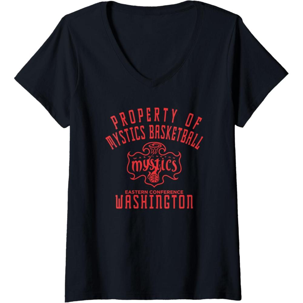 imageWomens WNBA Property Of Washington Mystics Licensed VNeck TShirtBlack