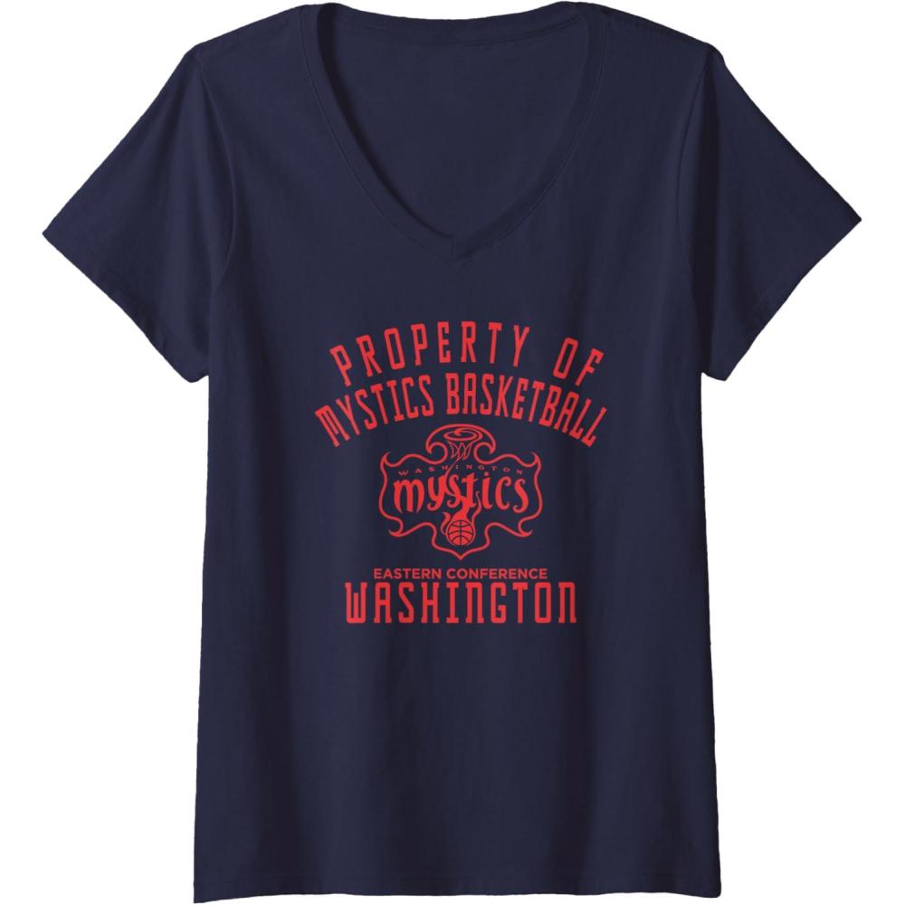 imageWomens WNBA Property Of Washington Mystics Licensed VNeck TShirtNavy Blue