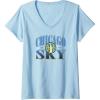 Womens WNBA Chicago Sky Courtside V-Neck T-Shirt(Baby Blue)