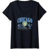 Womens WNBA Chicago Sky Courtside V-Neck T-Shirt(Black)
