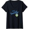 Womens WNBA Chicago Sky Officially Licensed V-Neck T-Shirt(Black)