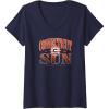 Womens WNBA Connecticut Sun Courtside V-Neck T-Shirt(Navy Blue)